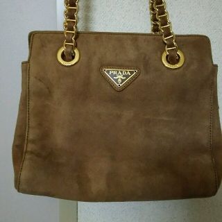 プラダ(PRADA)のプラダ ショルダー スウェード 茶(ショルダーバッグ)