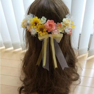 ラプンツェルハーフアップ髪飾り♡ひまわり(ヘアピン)