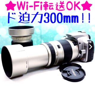 キヤノン(Canon)のド迫力300mm✨スマホ転送‼️キャノン  シルバー canon 一眼レフ(デジタル一眼)