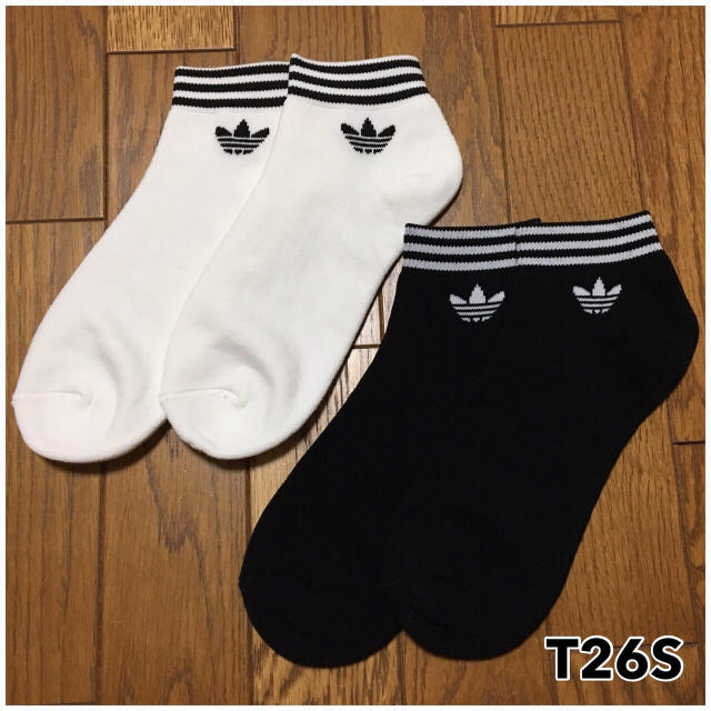 adidas(アディダス)の新品★アディダス 3ライン ショート ソックス 靴下 黒白2足セット 24-26 メンズのレッグウェア(ソックス)の商品写真