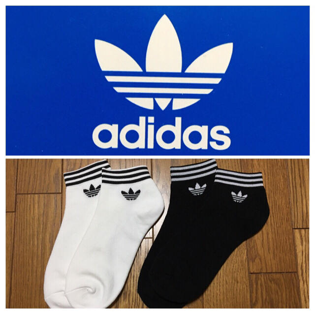 adidas(アディダス)の新品★アディダス 3ライン ショート ソックス 靴下 黒白2足セット 24-26 メンズのレッグウェア(ソックス)の商品写真