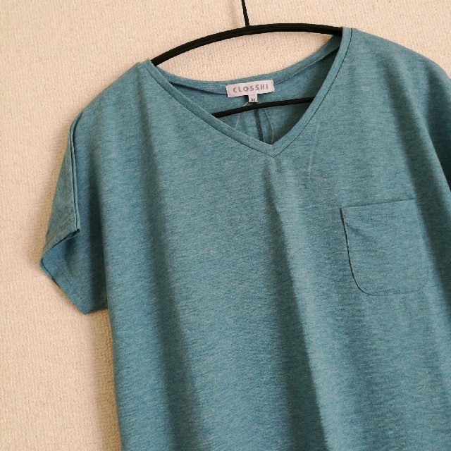 しまむら(シマムラ)のVネック　ロングTシャツ レディースのトップス(Tシャツ(半袖/袖なし))の商品写真