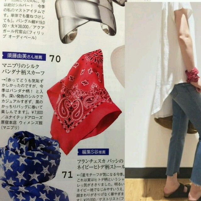 新品タグ付 manipuri マニプリ 人気バンダナ柄 赤 シルクスカーフ 絹