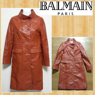 バルマン(BALMAIN)の購入20万円 BALMAIN バルマン 高級ラムレザーコート 超美品 羊革 5(ロングコート)