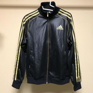 【美品】adidas アディダス コーティングジャージ 下 黒×金　京