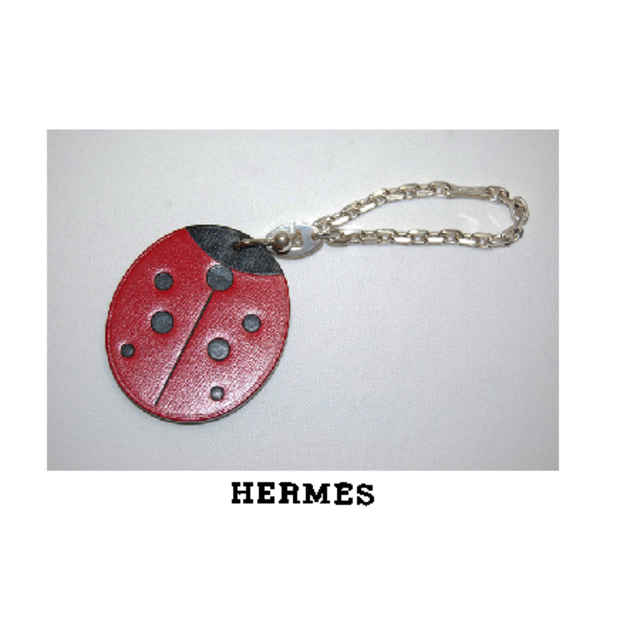 HERMES エルメス キーホルダー チャーム てんとう虫 レザー 赤 黒