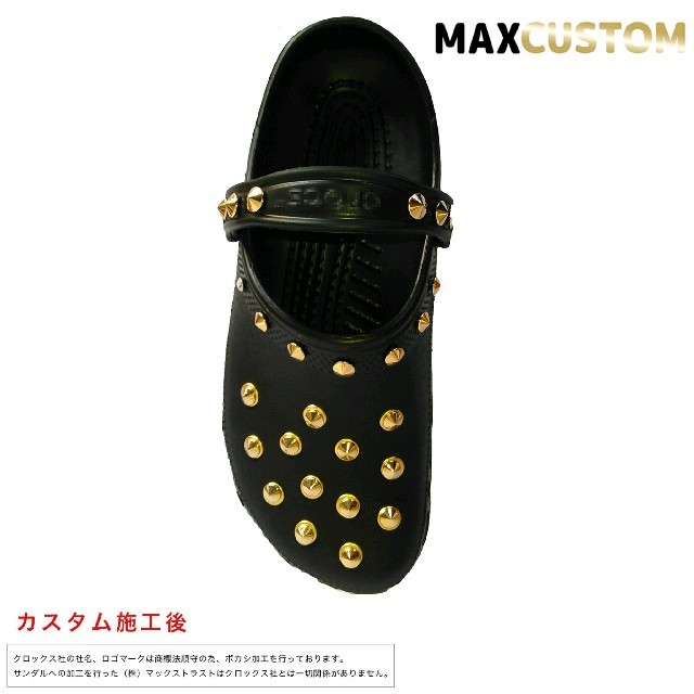 crocs(クロックス)のクロックス crocs ネオパンク カスタム 黒 金 サイズ22～30cm 新品 レディースの靴/シューズ(サンダル)の商品写真