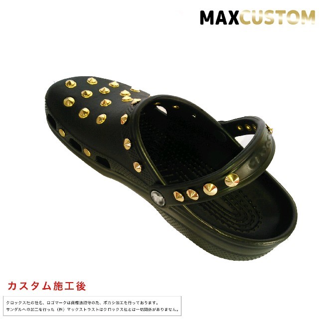 crocs(クロックス)のクロックス crocs ネオパンク カスタム 黒 金 サイズ22～30cm 新品 レディースの靴/シューズ(サンダル)の商品写真