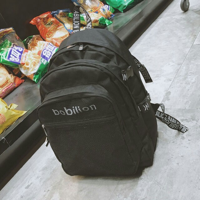 黒 韓国風 リュックバッグ大容量 メッシュポケット オルチャンの通販 by ゆづ's shop｜ラクマ