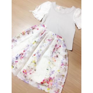 トッコ(tocco)のトッコクローゼット♡コーデ売り♡シアーチェックスカート&袖ギンガムトップス(ひざ丈スカート)