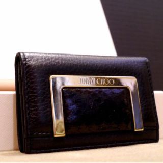 ジミーチュウ(JIMMY CHOO)の美品★JIMMY CHOO ジミーチュウ レザー カードケース コインケース 黒(名刺入れ/定期入れ)