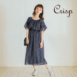 クリスプ(Crisp)の新品未使用タグ付き crisp 2way フラワーギャザーワンピ ブラック (ひざ丈ワンピース)