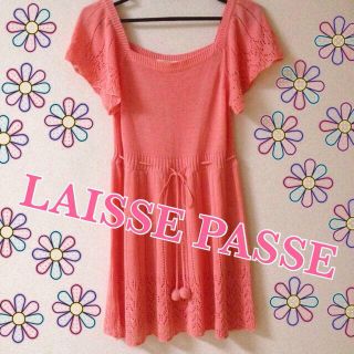 レッセパッセ(LAISSE PASSE)の美品♡半袖鍵あみニットワンピ♪(ミニワンピース)