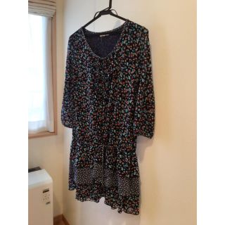 エニィファム(anyFAM)の【美品】♡シフォン レトロ 花柄 ワンピース チュニック♡(ひざ丈ワンピース)