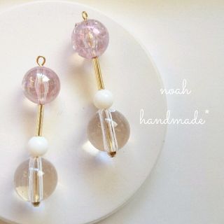 パープル×クラックビーズ＊シンプル夏ピアス(ピアス)