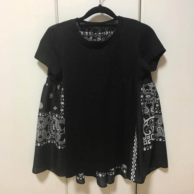 Sacaiバンダナ柄カットソーTシャツ(半袖/袖なし)