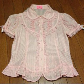 アンジェリックプリティー(Angelic Pretty)のフリル半袖ブラウス  ピンク(シャツ/ブラウス(半袖/袖なし))