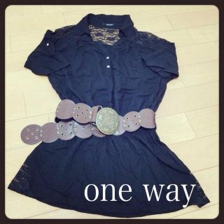 ワンウェイ(one*way)のone way シャツワンピ ベルト付き(ミニワンピース)