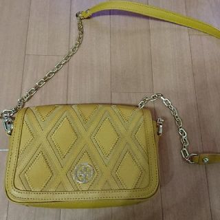 トリーバーチ(Tory Burch)の限定値引き 本物 トリーバーチ ショルダー バッグ チェーン イエロー 美品(ショルダーバッグ)