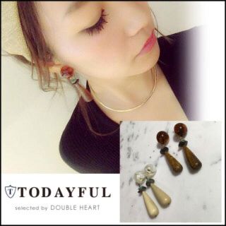 トゥデイフル(TODAYFUL)のTODAYFUL  ウッドイヤリング(イヤリング)