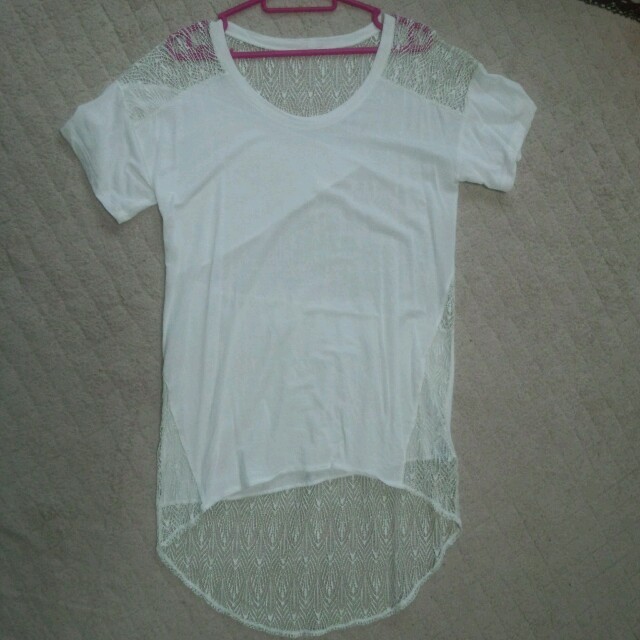 MURUA(ムルーア)のMURUAﾊﾞｯｸﾛﾝｸﾞﾚｰｽTシャツ レディースのトップス(Tシャツ(半袖/袖なし))の商品写真