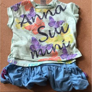 アナスイミニ(ANNA SUI mini)のピンキー様☆アナスイミニ 上下セット 蝶々 80 90(Ｔシャツ)