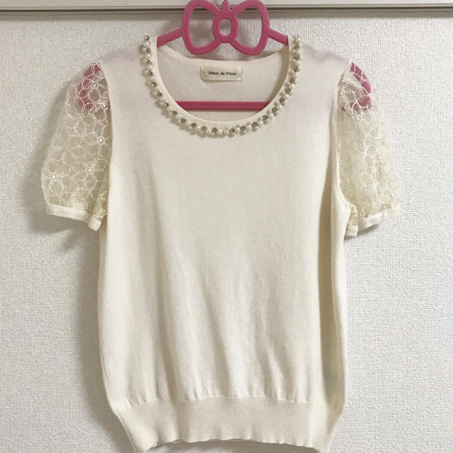 Debut de Fiore(デビュードフィオレ)の美品♡デビュードフィオレ♡パールビジュートリムツインホワイトブラックセット♡ レディースのトップス(カーディガン)の商品写真