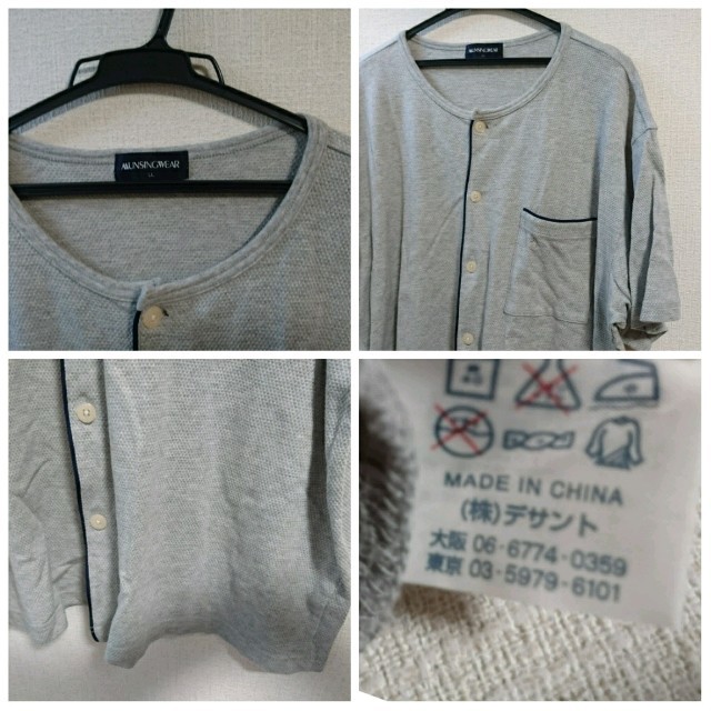 Munsingwear(マンシングウェア)のMUNSINGWEAR/マンシングウェア/ボタン半袖シャツ/グレー/LLサイズ/ メンズのトップス(Tシャツ/カットソー(半袖/袖なし))の商品写真