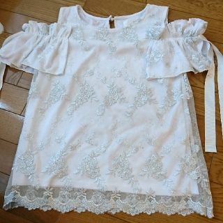 トッコ(tocco)のトッコ 高嶺の花ブラウス ホワイト×シルバーレース(シャツ/ブラウス(半袖/袖なし))