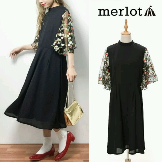 merlot(メルロー)の新作♡メルロー フォーマルワンピース ドレス 黒 レディースのフォーマル/ドレス(ミディアムドレス)の商品写真