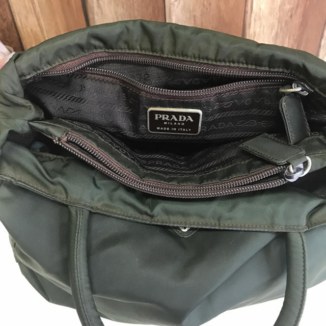 PRADA - 本物 プラダ 台形 トートバック カーキ色の通販 by あや's