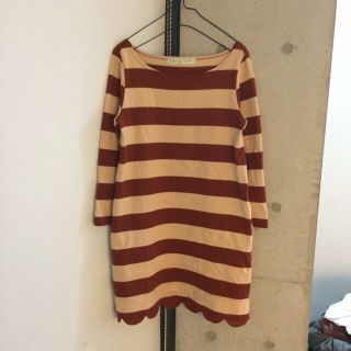 ドットアンドストライプスチャイルドウーマン(Dot&Stripes CHILDWOMAN)のスカラップボーダーワンピ(ひざ丈ワンピース)