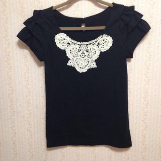 アンティローザ(Auntie Rosa)のAuntie Rosa♡黒レースTシャツ(Tシャツ(半袖/袖なし))