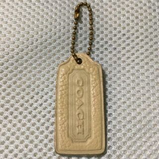 コーチ(COACH)の値下げold coach 本革レザーボールチェーンタグキーホルダーネームタグ美品(キーホルダー)