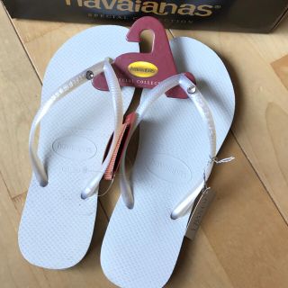 ハワイアナス(havaianas)の★新品★ハワイアナス★ビーチサンダル★スワロフスキー★37-38(ビーチサンダル)