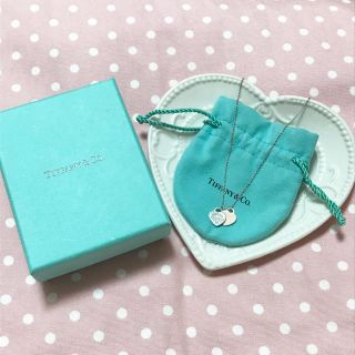 ティファニー(Tiffany & Co.)の美品♡リターントゥティファニーミニダブルハートペンダントネックレス♡ピンク(ネックレス)