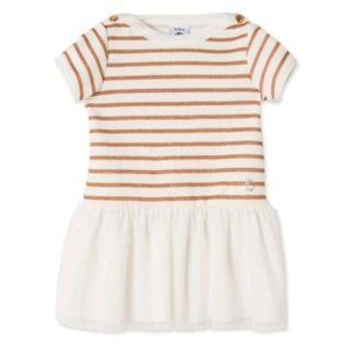 プチバトー(PETIT BATEAU)の【PETITBATEAU】ラメマリニエールチュールワンピース(ワンピース)