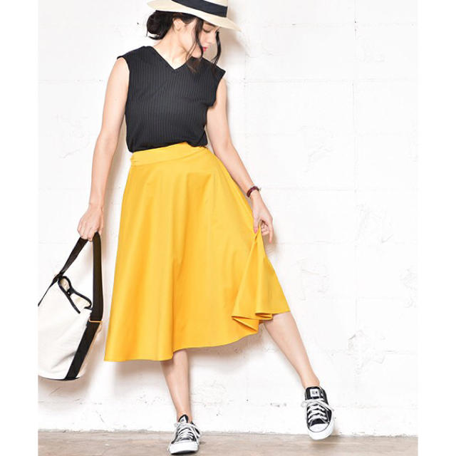 Kastane(カスタネ)のほぼ未使用 美品 coca ミモレ丈スカート 黄色 イエロー レディースのスカート(ひざ丈スカート)の商品写真