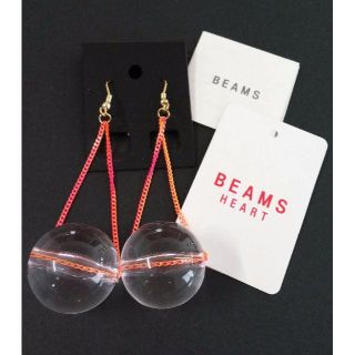 ビームス(BEAMS)のBEAMS HEART 　オレンジクリアボールピアス　☆新品・未使用品☆(ピアス)