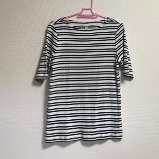 ユニクロ(UNIQLO)のユニクロ リブボーダーボートネックT(Tシャツ(半袖/袖なし))