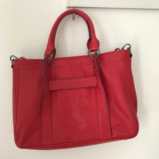 ロンシャン(LONGCHAMP)の未使用 ロンシャン 3D トートバッグS 赤(トートバッグ)