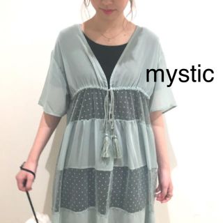 ミスティック(mystic)の今季新作❁﻿ミスティック チュールドットボーダーガウン(カーディガン)