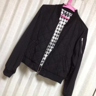 ブルゾン裏地千鳥格子柄♪着画アリ(ブルゾン)