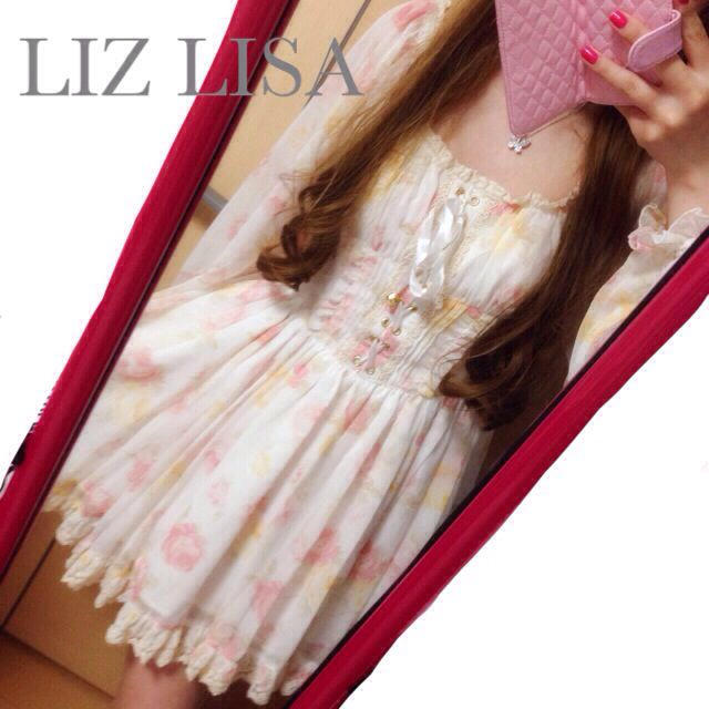 LIZ LISA(リズリサ)のLIZLISA バラ柄コルセットワンピ レディースのワンピース(ミニワンピース)の商品写真