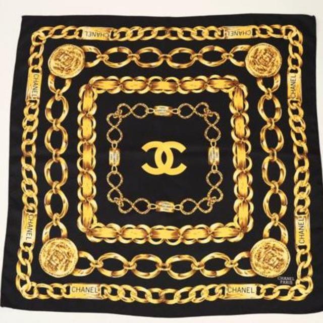 CHANEL シャネル チェーン柄 シルク スカーフ ブラック/ゴールド | フリマアプリ ラクマ CHANEL シャネル チェーン柄 シルク スカーフ ブラック/ゴールド | フリマアプリ ラクマ