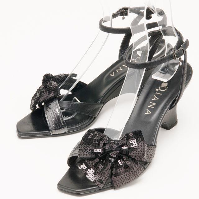 DIANA(ダイアナ)の【美品】DIANA ダイアナ リボンが可愛い レザーウエッジサンダル 24cm レディースの靴/シューズ(サンダル)の商品写真