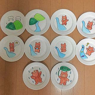 あめふりくまのこ 歌詞 イラスト 完成品 あめふりくまのこ パネルシアター