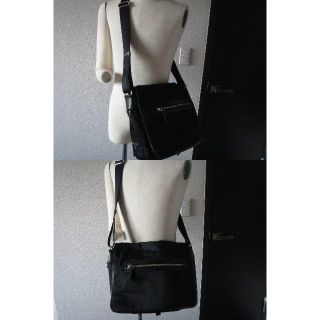 プラダ(PRADA)の●15万夏季限定プラダA4OKメッセンジャー黒ショルダーバッグ外ポケX3●美品(メッセンジャーバッグ)