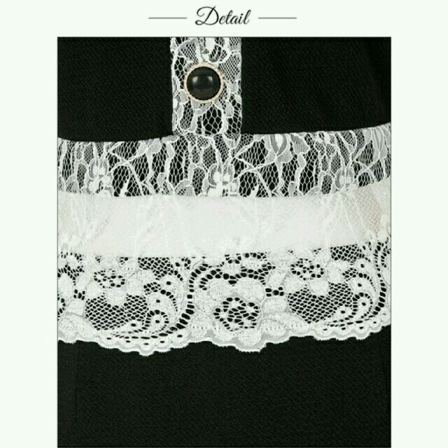 dazzy store(デイジーストア)の【Dazzy Store】ウエスト透けレースバイカラー袖付きタイトミニドレス レディースのフォーマル/ドレス(ミニドレス)の商品写真