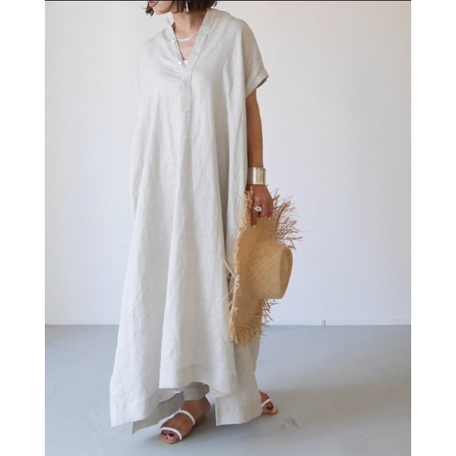 argue アギュー Linen Yarn Dyed Twill Dress レディースのワンピース(ロングワンピース/マキシワンピース)の商品写真